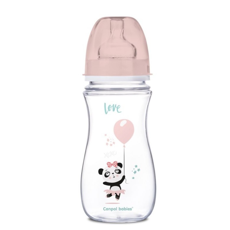 Butelka szeroka antykolkowa EasyStart EXOTIC ANIMALS 330 ml – CANPOL BABIES (różowa) CA35/222PIN