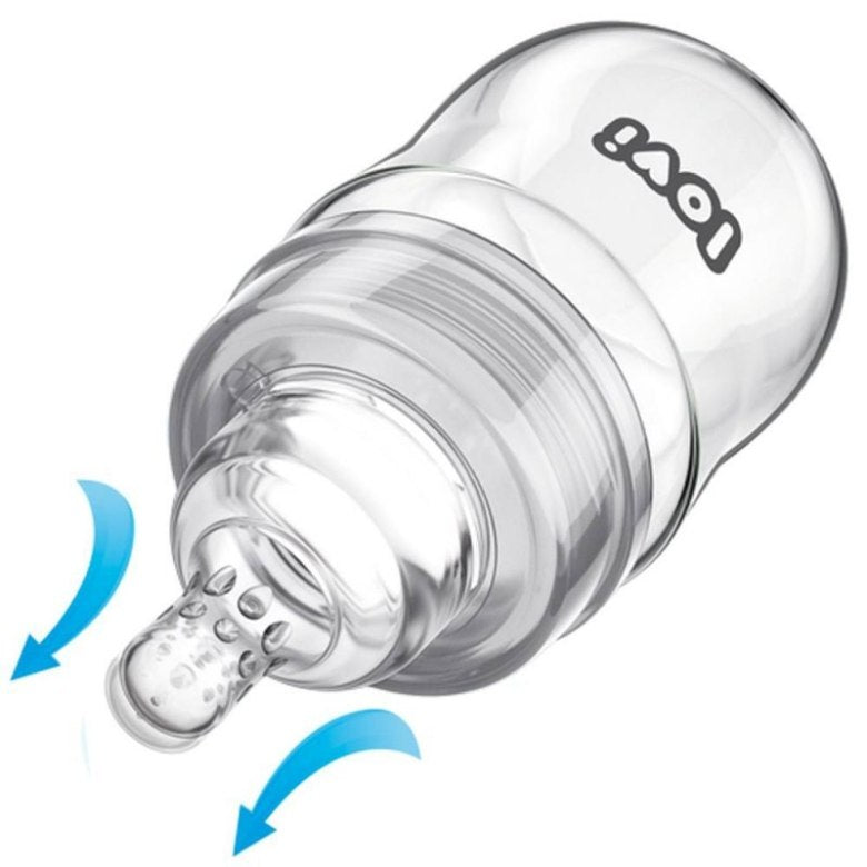 Butelka Szklana LOVI z Dynamicznym Smoczkiem – Borowo-Krzemowa, Antykolkowa (BPA 0%)  CA74/204GIRL