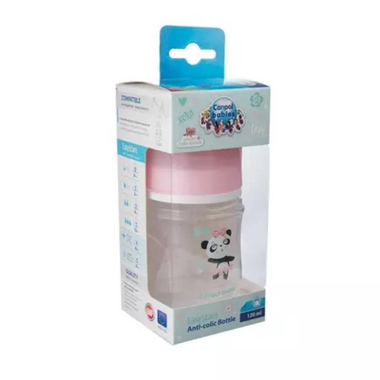 Butelka antykolkowa szeroka EasyStart EXOTIC ANIMALS 120 ml – różowa CA35/220PIN