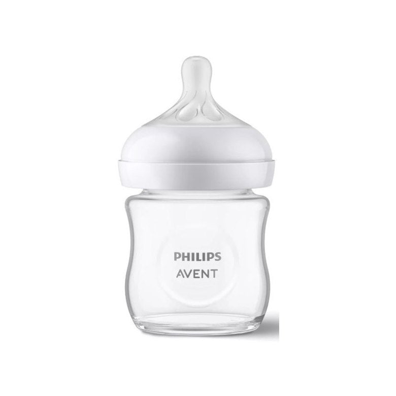 Szklana butelka dla niemowląt Philips Avent Natural 120 ml z silikonowym smoczkiem, 0m+ AVSCY930/01