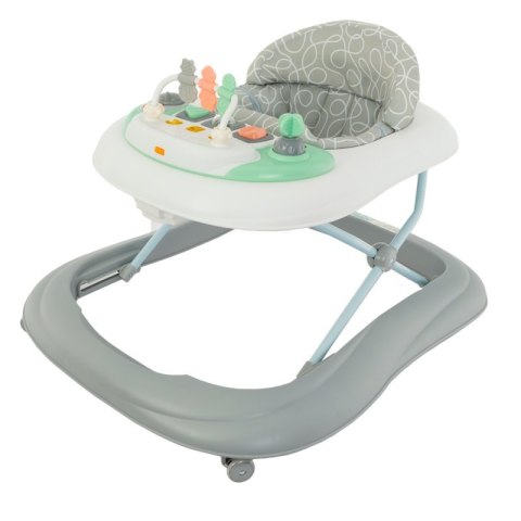 Chodzik niemowlęcy w kolorze szarym z interaktywnym panelem i miękkim siedziskiem