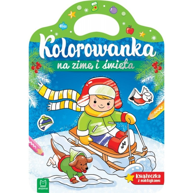 Kolorowanka na zimę i święta dla dzieci z naklejkami
