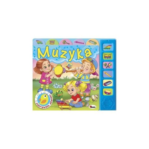 Interaktywna książeczka dźwiękowa „Muzyka” dla dzieci z kolorowymi ilustracjami i przyciskami dźwięków.