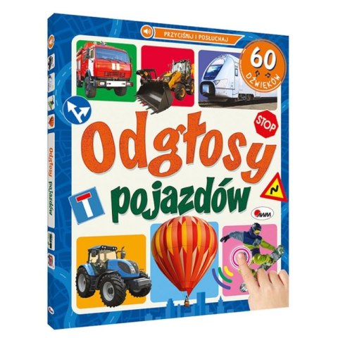 Interaktywna książeczka dźwiękowa „Odgłosy Pojazdów” z 60 dźwiękami pojazdów i kolorowymi ilustracjami dla dzieci.
