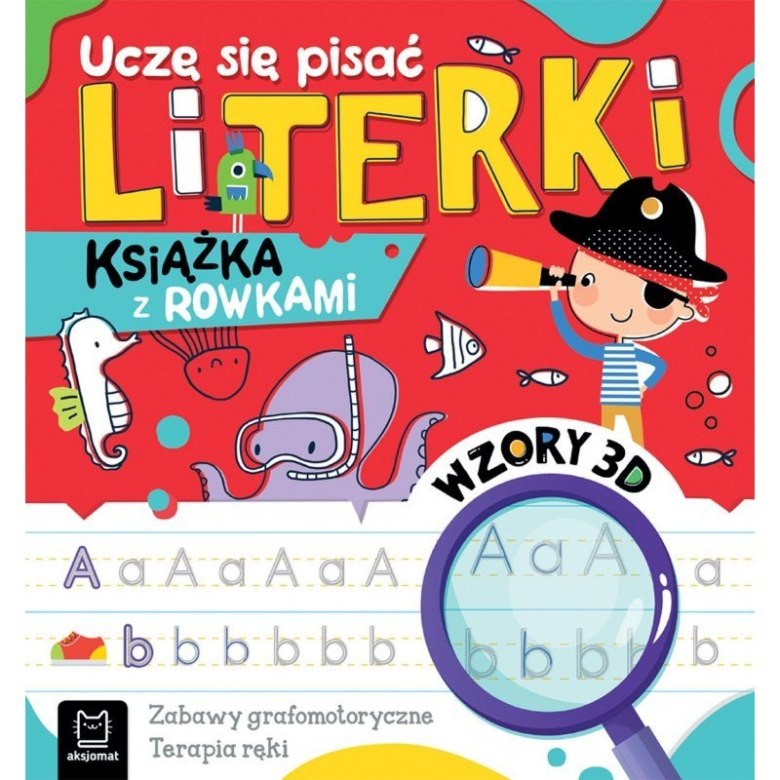 Książka edukacyjna „Uczę Się Pisać Literki” z rowkami i wzorami 3D do nauki pisania liter.
