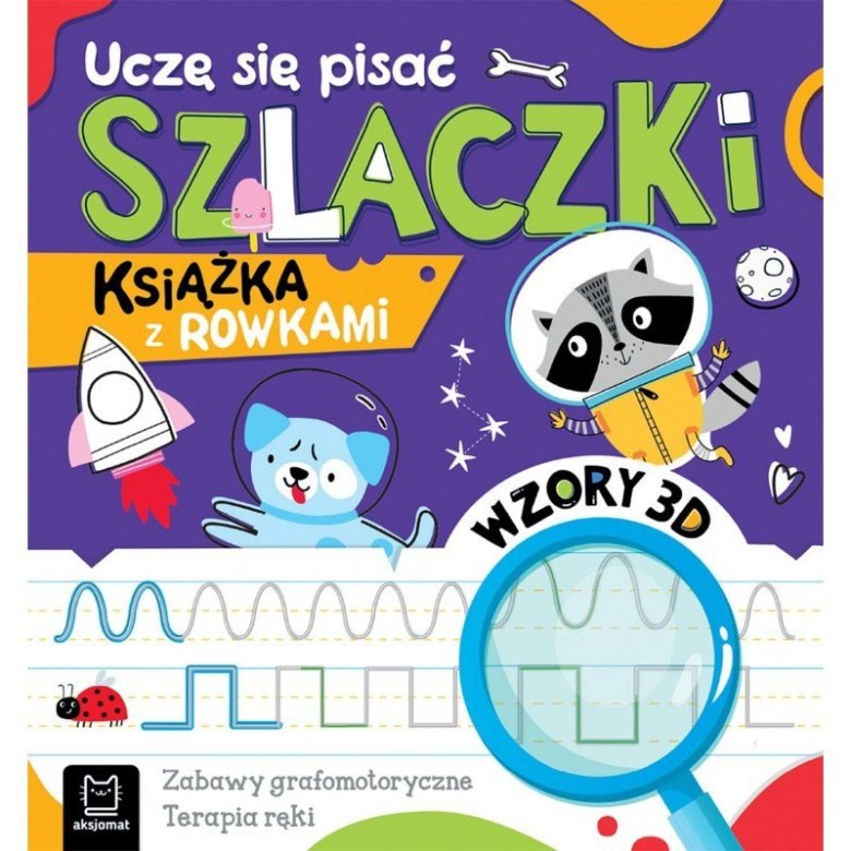 Książka edukacyjna „Uczę Się Pisać Szlaczki” z rowkami i wzorami 3D do ćwiczeń grafomotorycznych.
