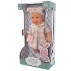 Lalka niemowlę w różowej sukience z kokardą i smoczkiem w ozdobnym pudełku – idealny prezent dla dziewczynki