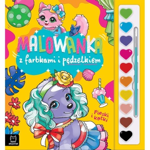 Okładka Malowanka z farbkami i pędzelkiem Pieski i Kotki z zestawem farbek i pędzelkiem
