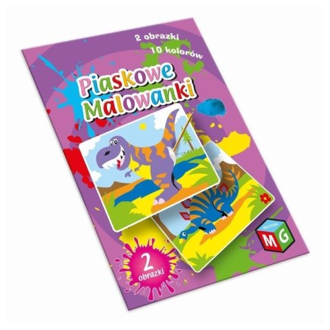 Okładka zestawu „Piaskowe Malowanki” z dwoma obrazkami do wysypywania kolorowym piaskiem.
