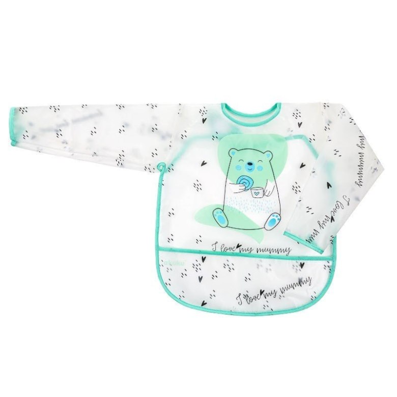 Śliniak z rękawem misio AKUKU – fartuszek EVA z kieszonką ALA0518