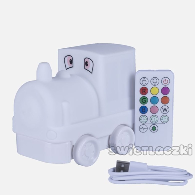 Lampka nocna silikonowa Lokomotywa – miękka, dotykowa, zmieniająca kolory MES011
