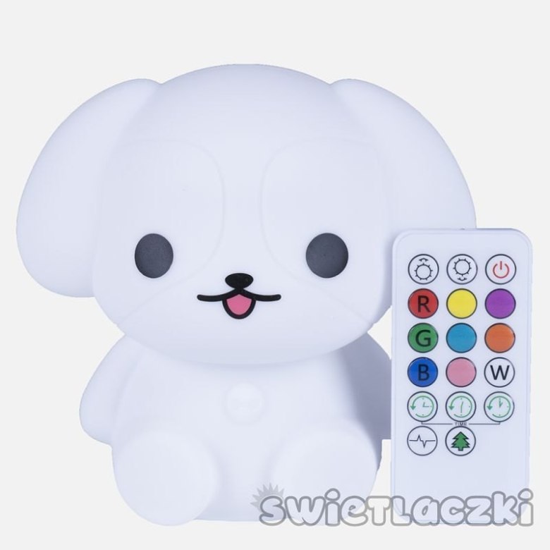 Lampka nocna silikonowa Pieseł – miękka, dotykowa, zmieniająca kolory MES027