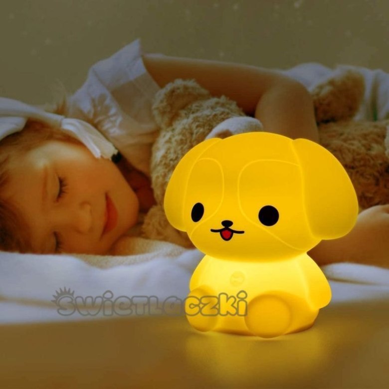 Lampka nocna silikonowa Pieseł – miękka, dotykowa, zmieniająca kolory MES027