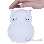 Lampka nocna silikonowa – Sówka z miękkim światłem i pilotem MES013