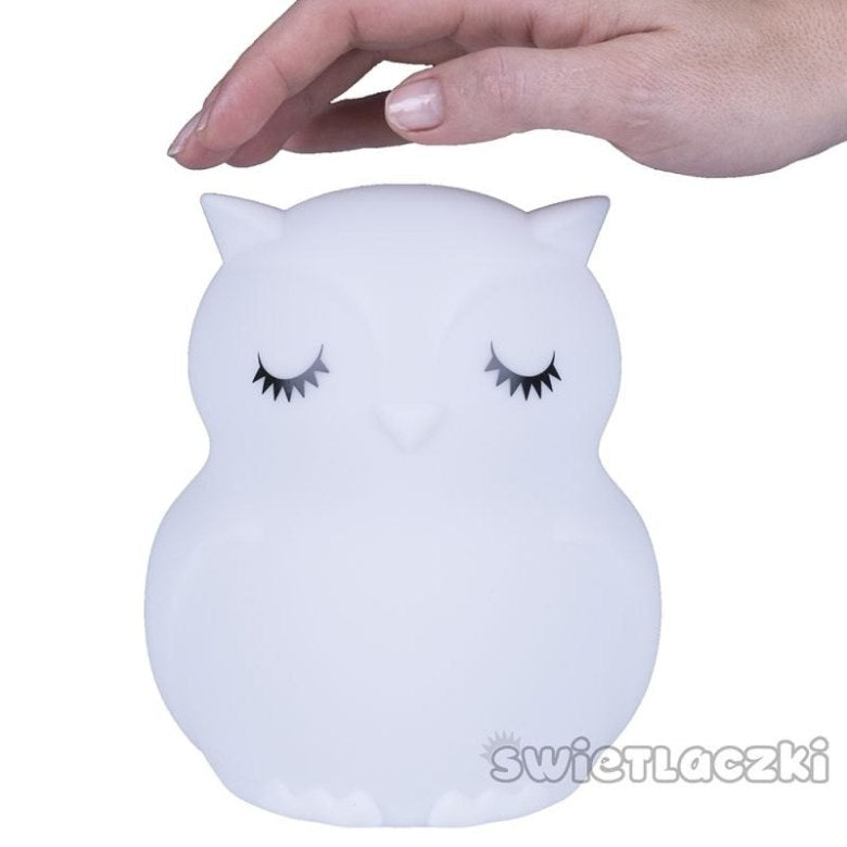 Lampka nocna silikonowa – Sówka z miękkim światłem i pilotem MES013
