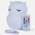 Lampka nocna silikonowa – Sówka z miękkim światłem i pilotem MES013