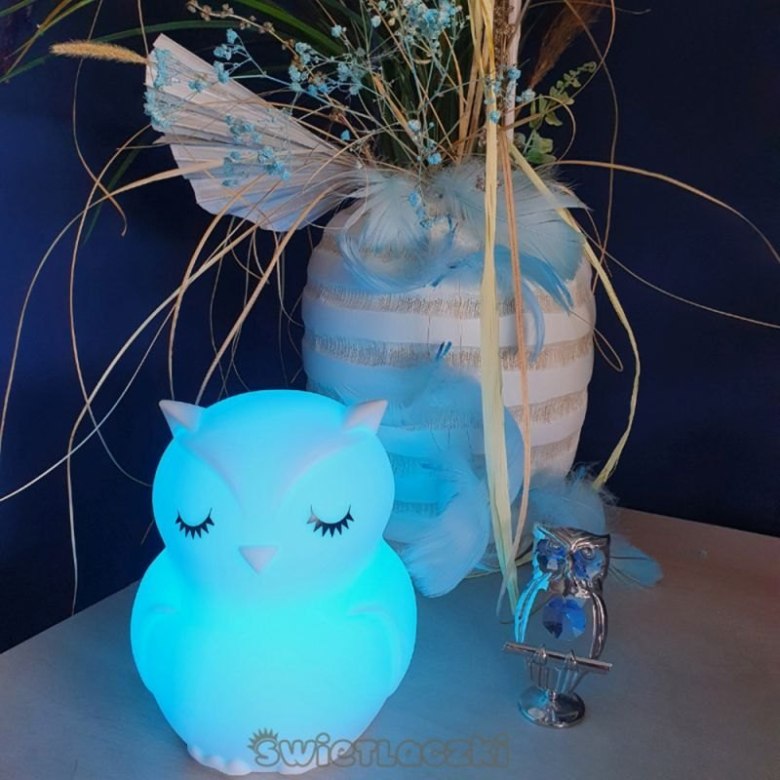 Lampka nocna silikonowa – Sówka z miękkim światłem i pilotem MES013