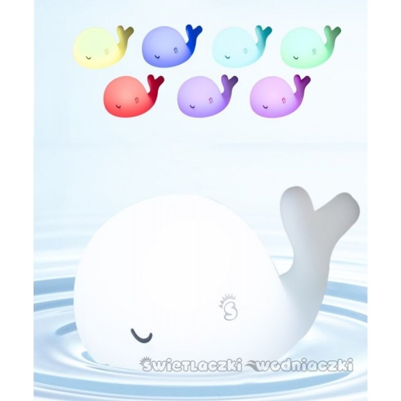 Świetlaczki Wodniaczki Wielorybcio – silikonowa lampka pływająca, zmieniająca kolory MES053