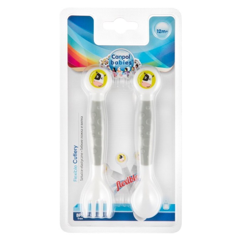 Sztućce elastyczne dla dzieci CANPOL BABIES – widelec i łyżka CA56/580GW