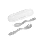 Sztućce w etui szare AKUKU – widelec i łyżeczka w podróżnym zestawie ALA0073