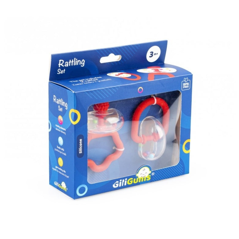 Zestaw grzechotek GiliGums – czerwony DUMGG30062