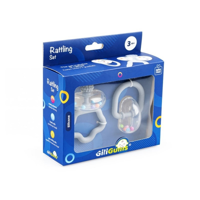 Zestaw grzechotek GiliGums – szary DUMGG30063