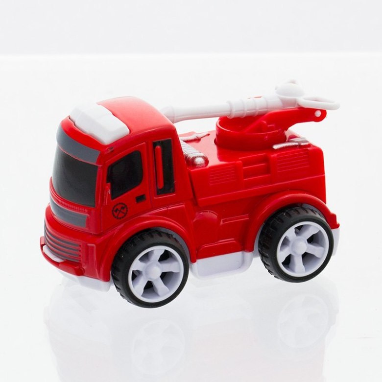 Czerwony metalowy wóz strażacki zabawka z ruchomą drabiną i solidnymi kołami – idealny dla małych fanów pojazdów ratunkowych