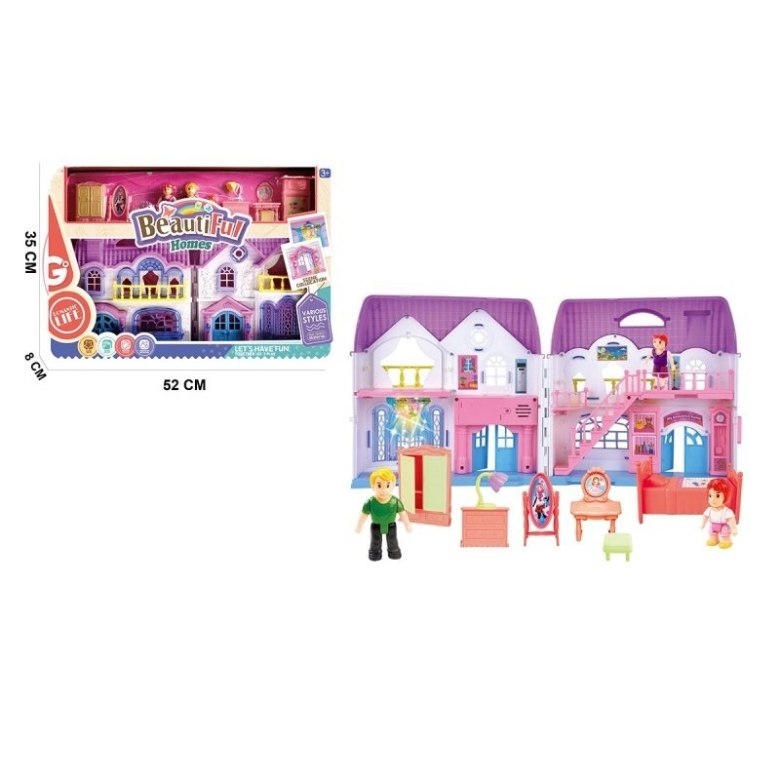 Zabawka domek Beautiful Homes zestaw – różowy domek z figurkami i mebelkami, idealny zestaw dla dzieci do zabawy w rodzinę i dekorowanie wnętrz