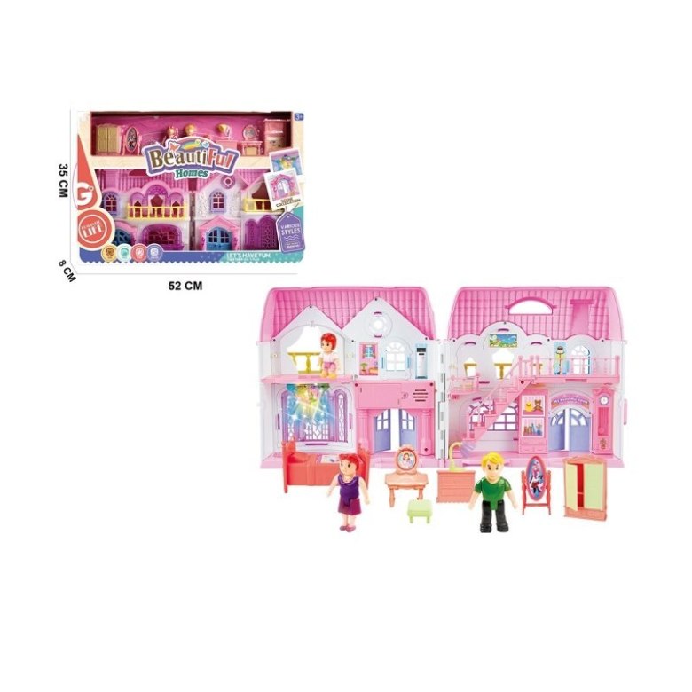 Zabawka domek Beautiful Homes – różowy domek dla lalek z figurkami, mebelkami i akcesoriami, idealny do kreatywnej zabawy dla dzieci