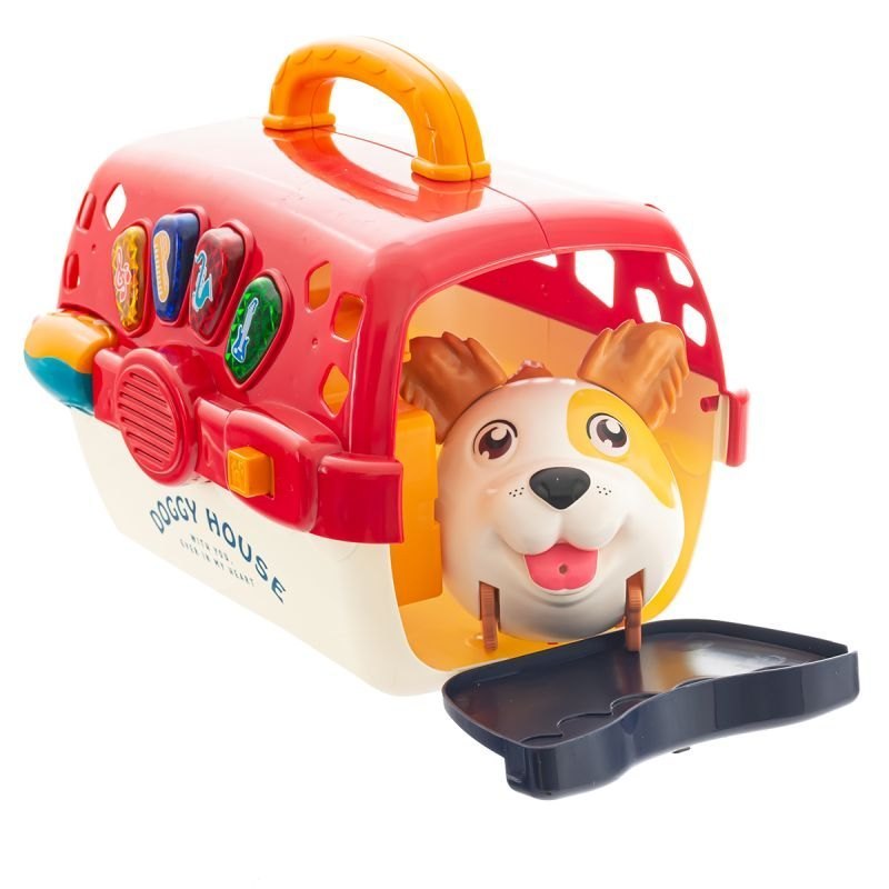 Zabawka interaktywny domek z psem Doggy House – kolorowa budka z otwieranymi drzwiczkami i dźwiękami dla dzieci
