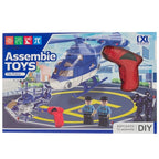 Zestaw policyjny helikopter do skręcania DIY z wiertarką i figurkami – edukacyjna zabawka konstrukcyjna dla dzieci