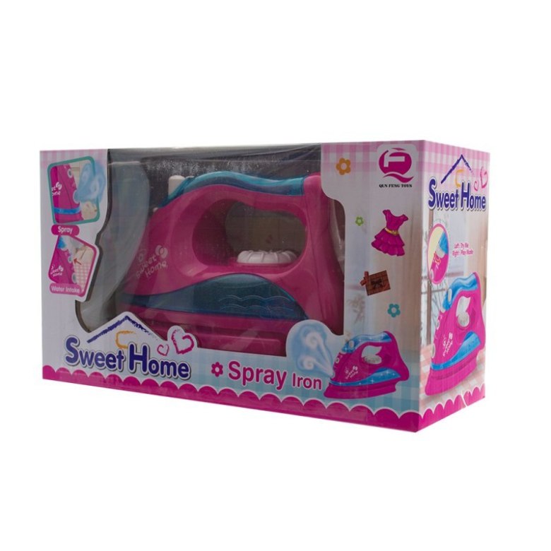 Różowe zabawkowe żelazko Sweet Home w opakowaniu – zestaw do zabawy w prasowanie