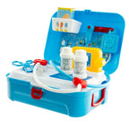 Niebieski zestaw medyczny w walizce z akcesoriami lekarskimi – zabawka edukacyjna dla małego lekarza
