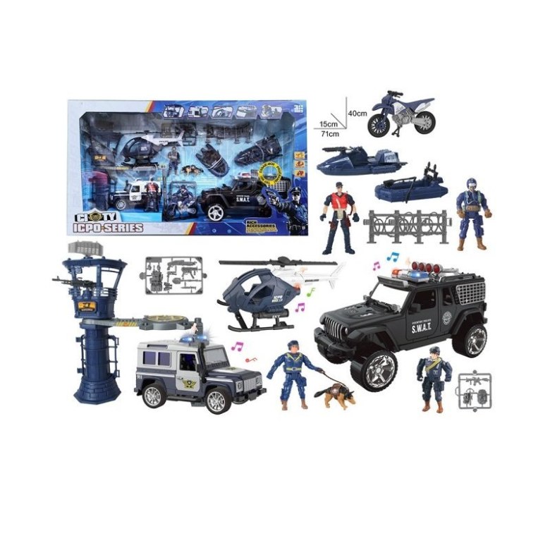 Zestaw policyjny City Police SWAT – samochody policyjne, helikopter, figurki policjantów i akcesoria do zabawy