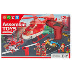 Zestaw strażacki DIY z helikopterem do skręcania, wkrętarką i figurkami strażaków – edukacyjna zabawka dla dzieci