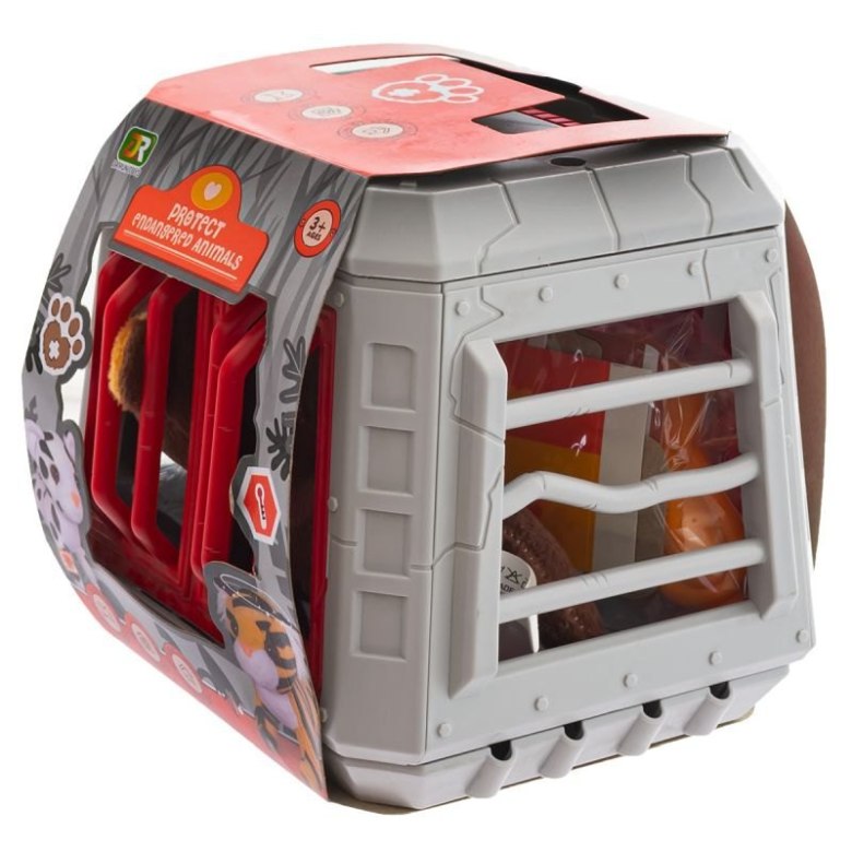 Transporter dla zwierząt zabawkowy z kratkami i uchwytem – zestaw do opieki nad pluszowymi pupilami dla dzieci

