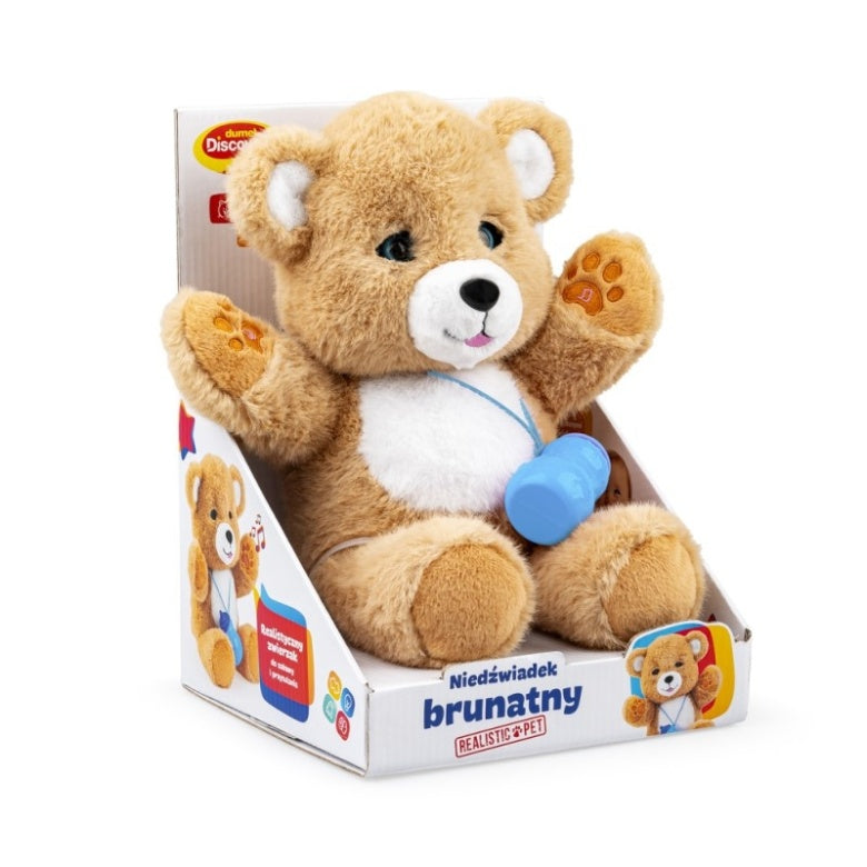 Pluszowy niedźwiadek brunatny Realistic Pet siedzący w opakowaniu
