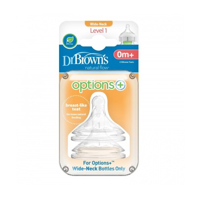 Smoczki Dr. Brown’s Options+ Wide-Neck Level 1, zestaw 2 sztuki w opakowaniu